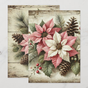 Invitation Aquarelle rustique imprimable Poinsététie d'hiver