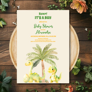 Invitation Aquarelle rustique Jungle Cute Dinosaur Baby showe