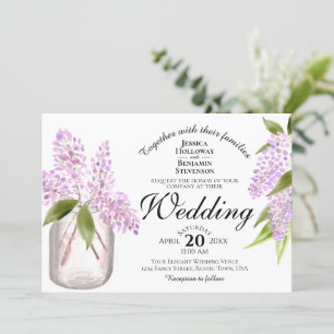 Invitation Aquarelle rustique Lilacs Beau Mariage de printemp