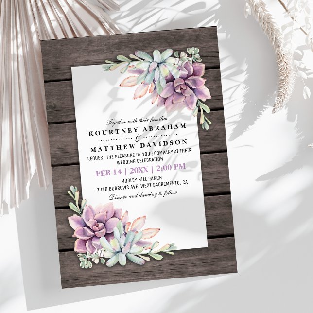 Invitation Aquarelle rustique Mariage Floral Succulent (Créateur téléchargé)