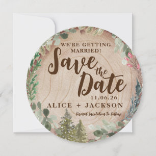 Invitation Aquarelle Rustique Mariage Photo Wood Grain