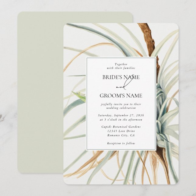 Invitation Aquarelle Rustique Neutral Boho Mariage botanique (Devant / Derrière)