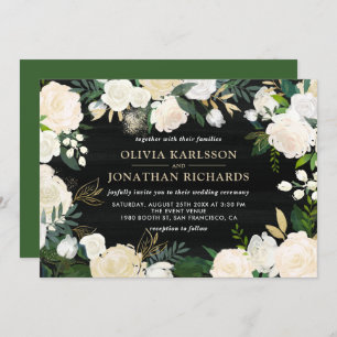 Invitation Aquarelle rustique Pale Peonies Mariage or Accent