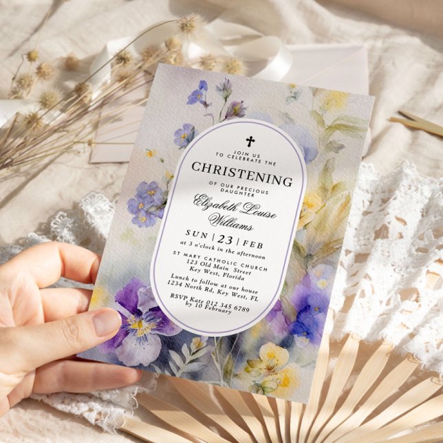 Invitation Aquarelle rustique Purple & Jaune (Créateur téléchargé)