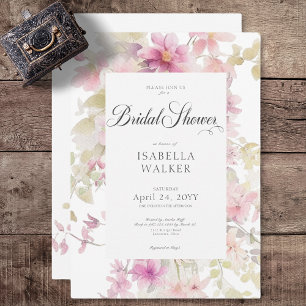 Invitation Aquarelle Rustique rose & Sage Fête des mariées fl