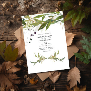 Invitation Aquarelle rustique Verdure Campagne Mariage de gra