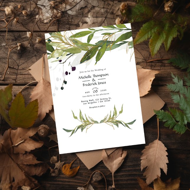 Invitation Aquarelle rustique Verdure Campagne Mariage de gra (Créateur téléchargé)