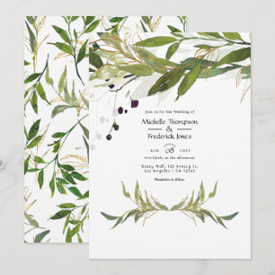 Invitation Aquarelle rustique Verdure Campagne Mariage de gra