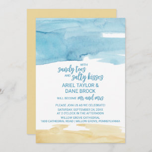 Invitation Aquarelle Sable et sel marin Baisers Mariage