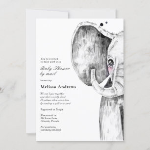 Invitation Aquarelle Safari Elephant Baby shower par mail