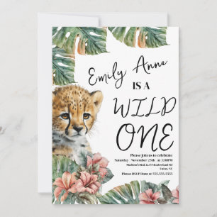 Invitation Aquarelle Safari Wild One Baby Animal Anniversaire