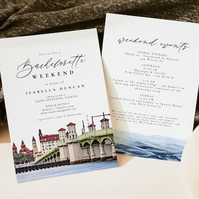 Invitation Aquarelle Saint Augustine Floride Skyline Plage (Créateur téléchargé)