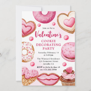 Invitation Aquarelle Saint Valentin's Cookie Decoration Party
