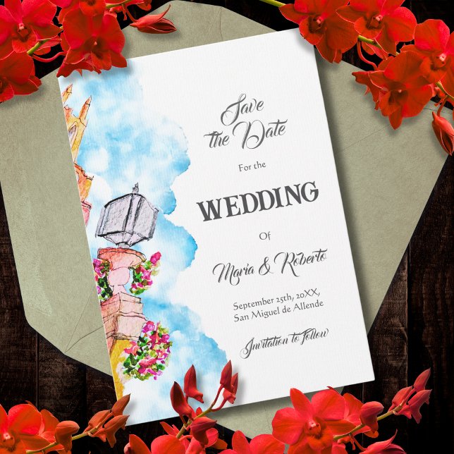 Invitation Aquarelle San Miguel de Allende Enregistrer la dat (Créateur téléchargé)