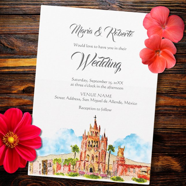 Invitation Aquarelle San Miguel de Allende Mariage de l'églis (Créateur téléchargé)