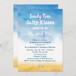 Invitation Aquarelle Sandy Toes Engagement Partie ciel & sabl