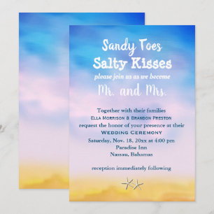 Invitation Aquarelle Sandy Toes Wedding Inviter coucher de so