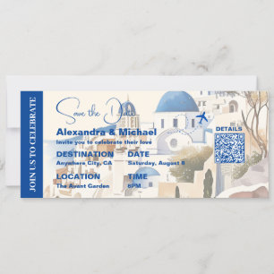 Invitation Aquarelle Santorin Destination mariage