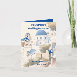 Invitation Aquarelle Santorin Destination mariage