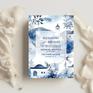 Invitation Aquarelle Santorin Destination Mariage