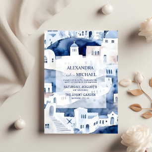 Invitation Aquarelle Santorin Destination Mariage