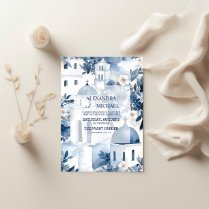 Invitation Aquarelle Santorin Destination Mariage