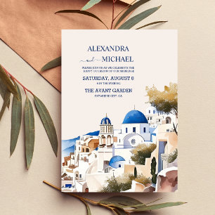 Invitation Aquarelle Santorin Destination Mariage