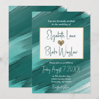 Invitation aquarelle sarcelle - Invitation de mari