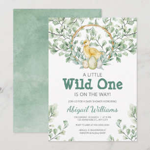 Invitation Aquarelle sauvage Baby shower de poussette et de n