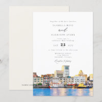 Aquarelle Savannah Georgia Skyline Paint Mariage