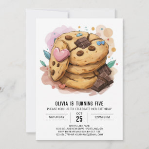 Invitation Aquarelle Simple Chic Cookies Anniversaire