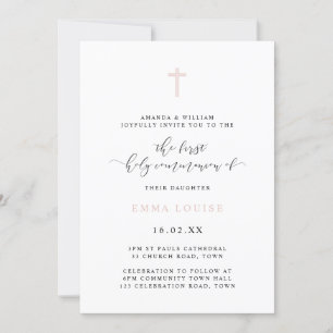 Invitation Aquarelle simple et élégante Première communion sa