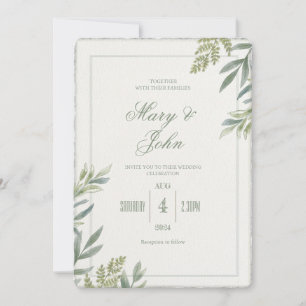 Invitation Aquarelle simple Faux Deckled Edge Wedding Invitat