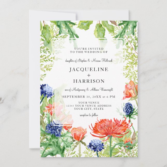 Invitation Aquarelle simple moderne Coral Orange Mum Thistore (Devant)