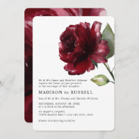 Aquarelle simple Rose rouge profond Mariage offici