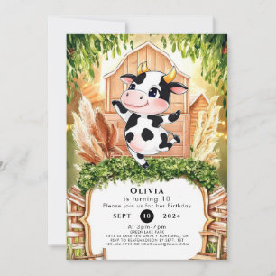 Invitation Aquarelle Simple Vache Anniversaire