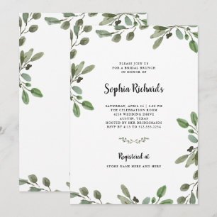 Invitation Aquarelle simple Verdure  Brunch nuptial