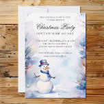Invitation Aquarelle Snowman à la fête de Noël des neiges<br><div class="desc">Exclusivement de designs4days,  notre bonhomme de neige aquarelle dans la fête de Noël de neige invitation.</div>