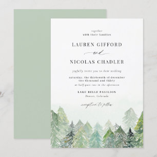 Invitation Aquarelle Snowy Woodland Mariage d'hiver
