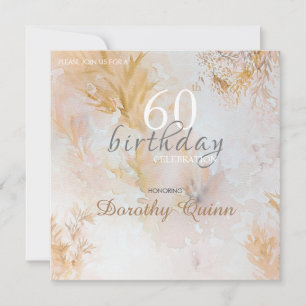 Invitation Aquarelle Soft Pastel Feuille Anniversaire