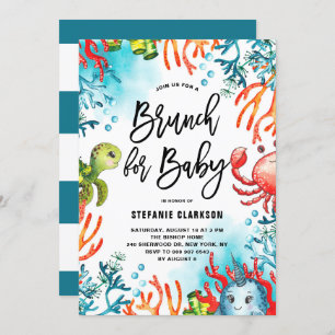 Invitation Aquarelle sous la mer Baby shower Brunch