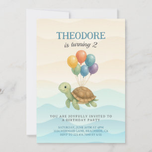 Invitation Aquarelle sous les ballons de mer Anniversaire