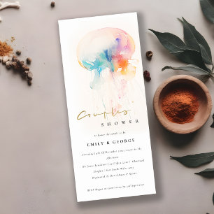 Invitation Aquarelle sous-marine Jellyfish Couples Douche