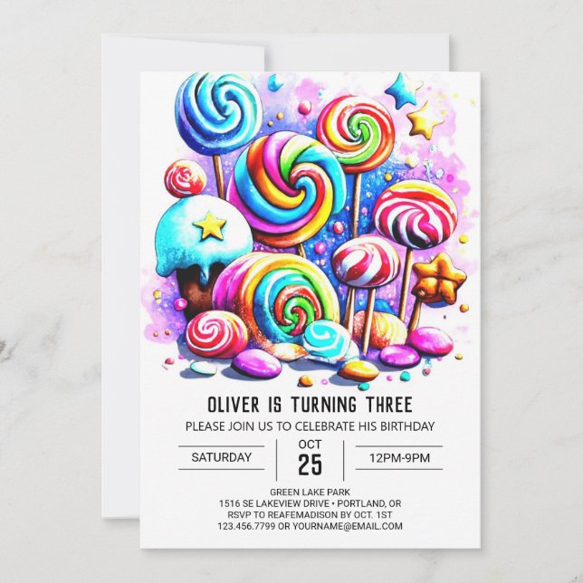 Invitation Aquarelle Sprinkings Editable Anniversaire (Devant)