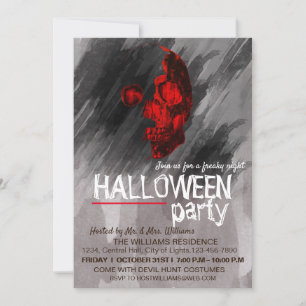 Invitation Aquarelle Squelette noir peint Halloween Art