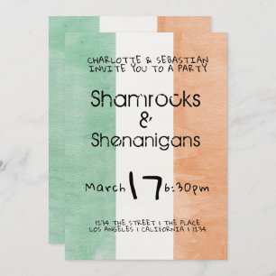 Invitation Aquarelle st patrick Shamrock Shenanigans