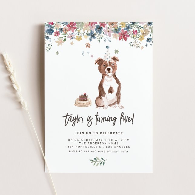 Invitation Aquarelle Staffordshire Bull Terrier Chien Anniver (Celebrate your furry friend’s special day with our charming pitbull dog birthday invitation.)