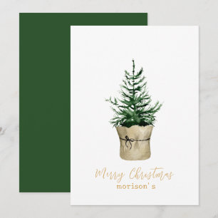 Invitation Aquarelle style boho sapin de Noël