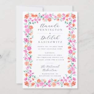 Invitation Aquarelle stylisée Cadre Floral Feminine Mariage