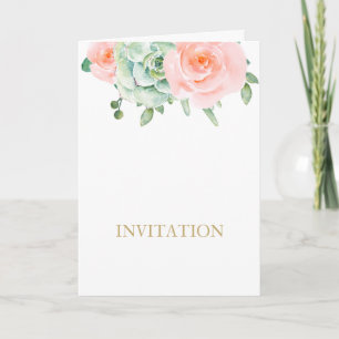 Invitation Aquarelle Succulent Blush Floral Élégant Mariage